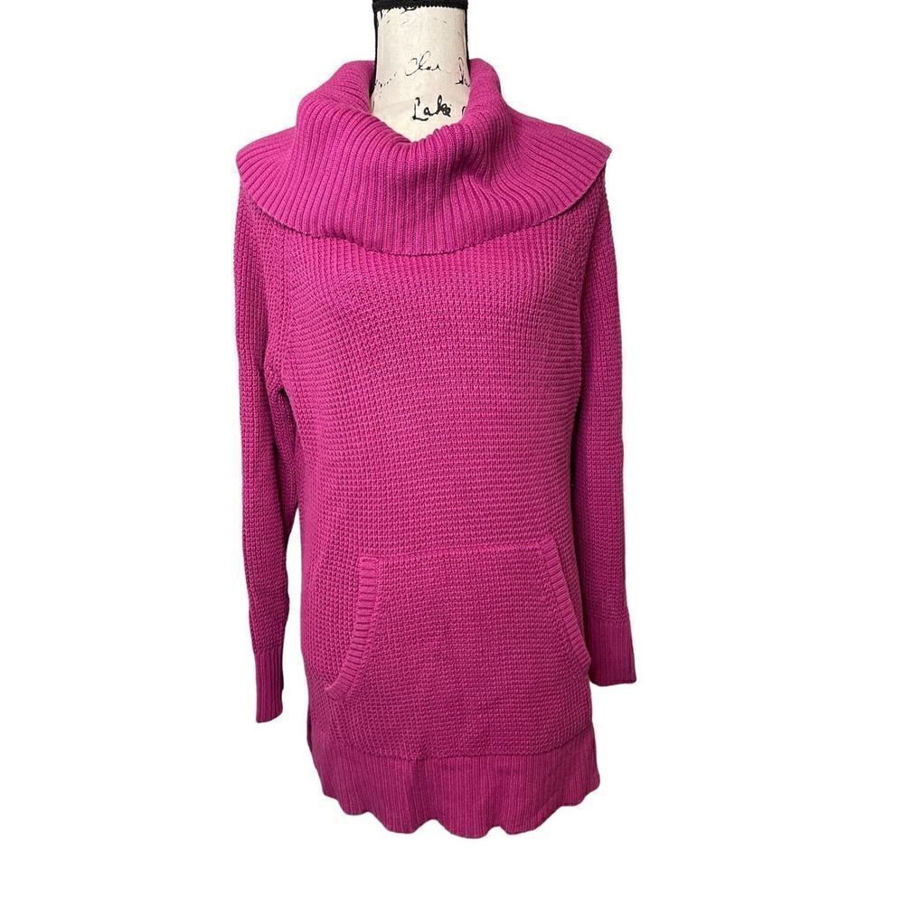 Michael Kors Cowl Neck Sweater Womens Large Pink Excellent Waffle Knit Tunic